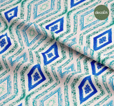 Sulu Boya Efektli Baklava Desenli Dijital Baskılı Kumaş